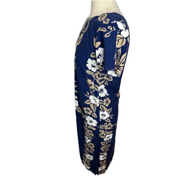 HAWAIIAN RESERVE COLLECTION Long Dress Hibiscus Floral Palm Leaves S Vintage Zip - Picture 5 of 10